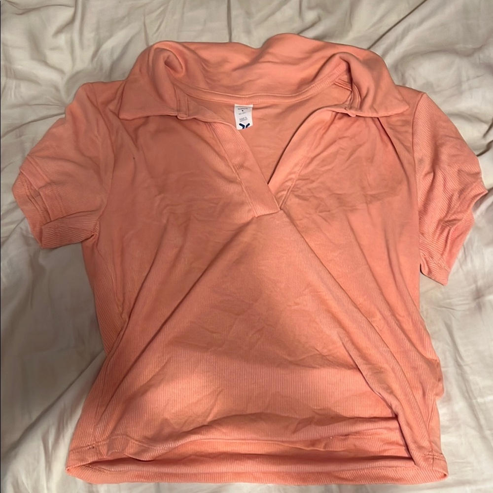 Orange Fitted Polo Collar Short Sleeve Shirt